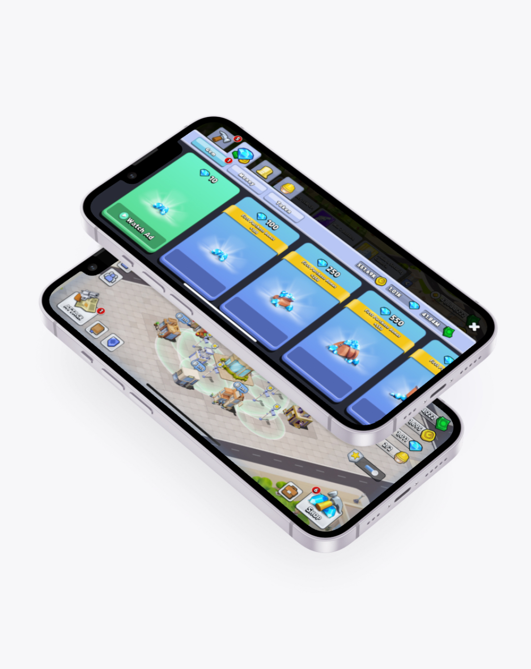 A render of three white cylindrical columns, against a warm creme background